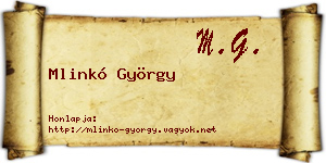 Mlinkó György névjegykártya