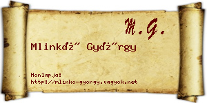Mlinkó György névjegykártya